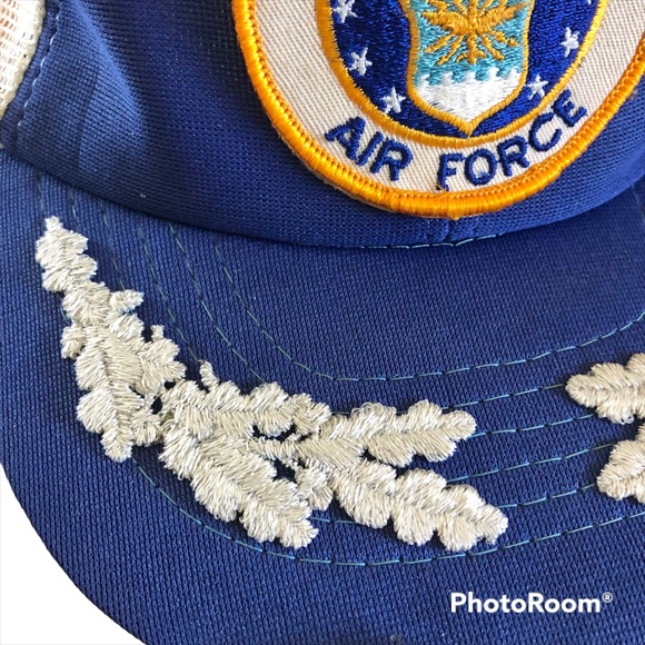 Vintage Cap Trucker Hat United States Air Force Patch Snapback Silver Oak Leaf - Picture 5 of 10